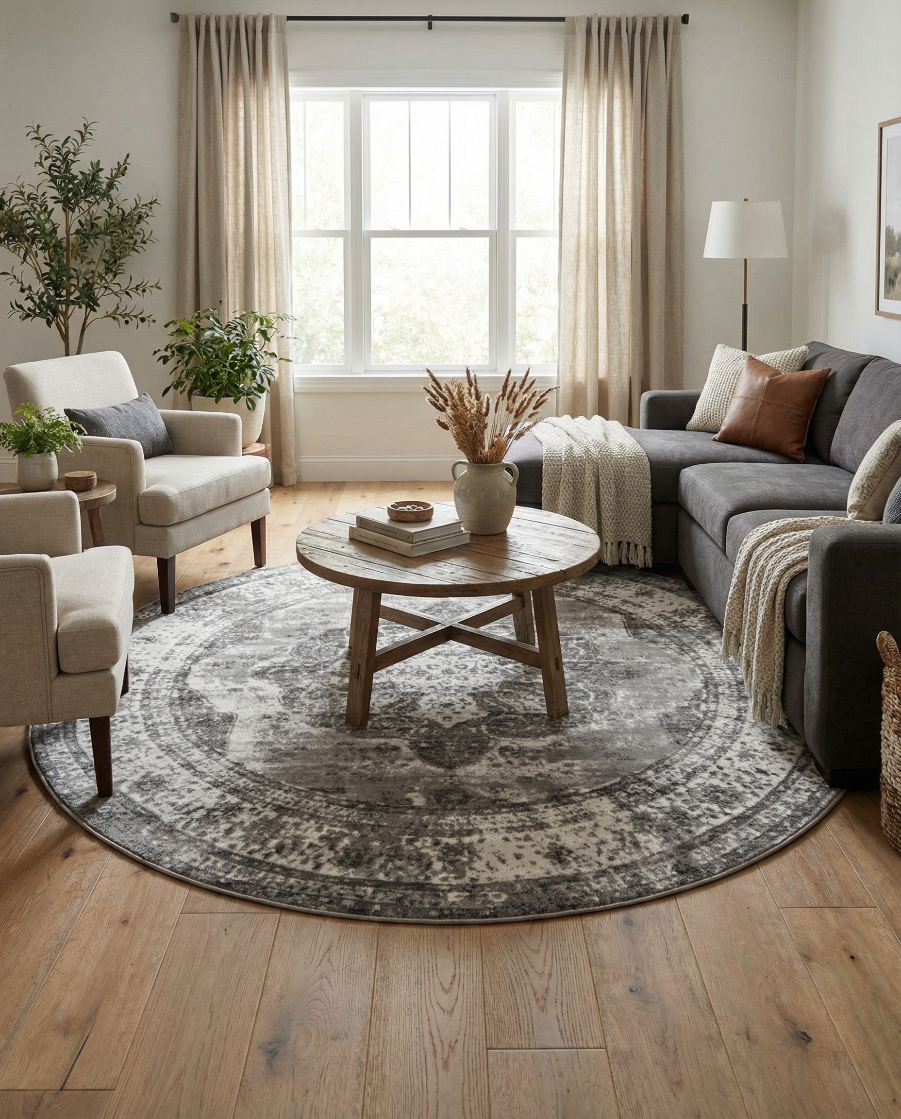 Gray Monaco Round Rug