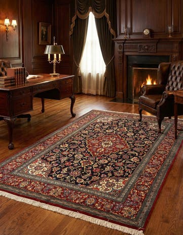4' 8 x 7' 2 Hand Knotted Qom Persian Rug