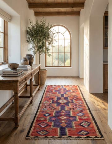 4' 9 x 9' 5 Hand Woven Kilim Fars Wool Runner Rug