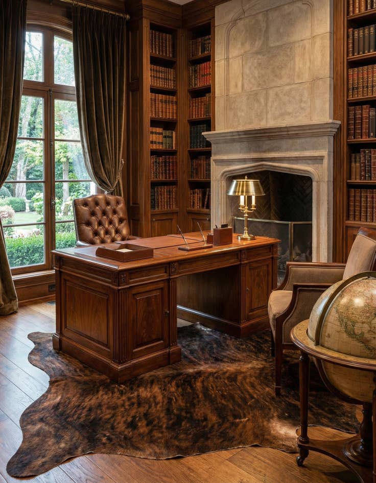 Detail image of 5' 11 x 6' 11 Cowhide Leather Rug