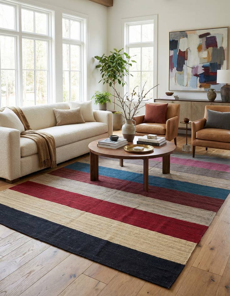 Detail image of  5' 10 x 8' 2  Hand Woven Kilim Modern Wool Rug