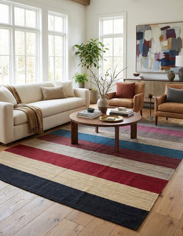 5' 10 x 8' 2 Hand Woven Kilim Modern Wool Rug