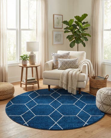  4' x 4' Lattice Frieze Round Rug