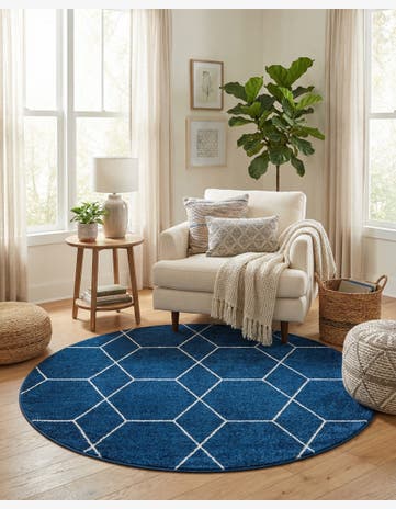 4' x 4' Lattice Frieze Round Rug