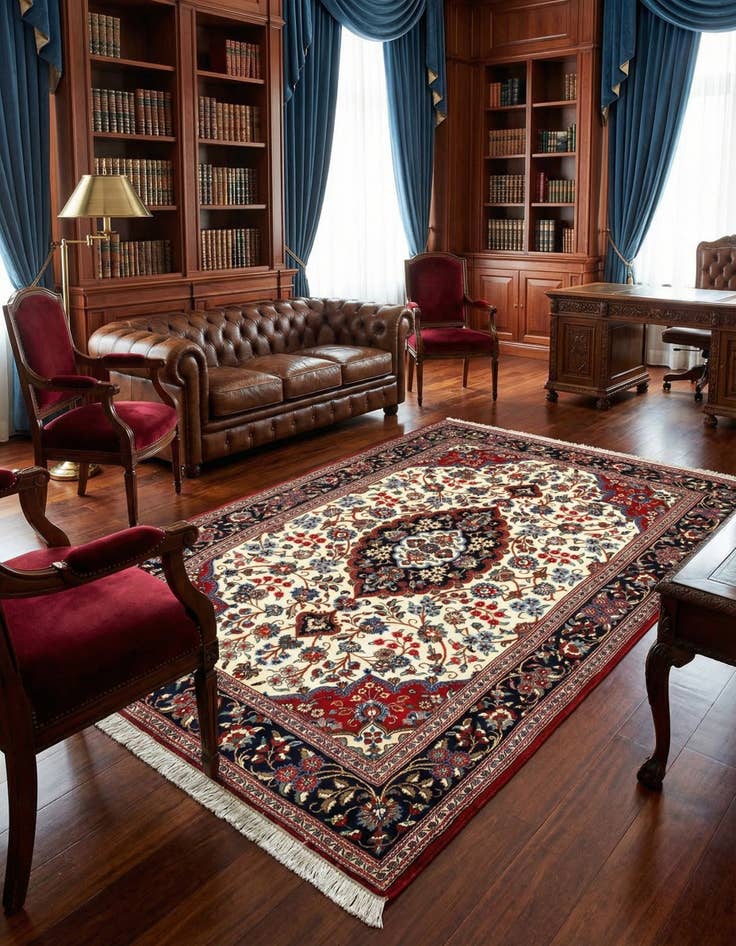 Detail image of 5' x 8' 3 Hand Knotted Qom Persian Rug