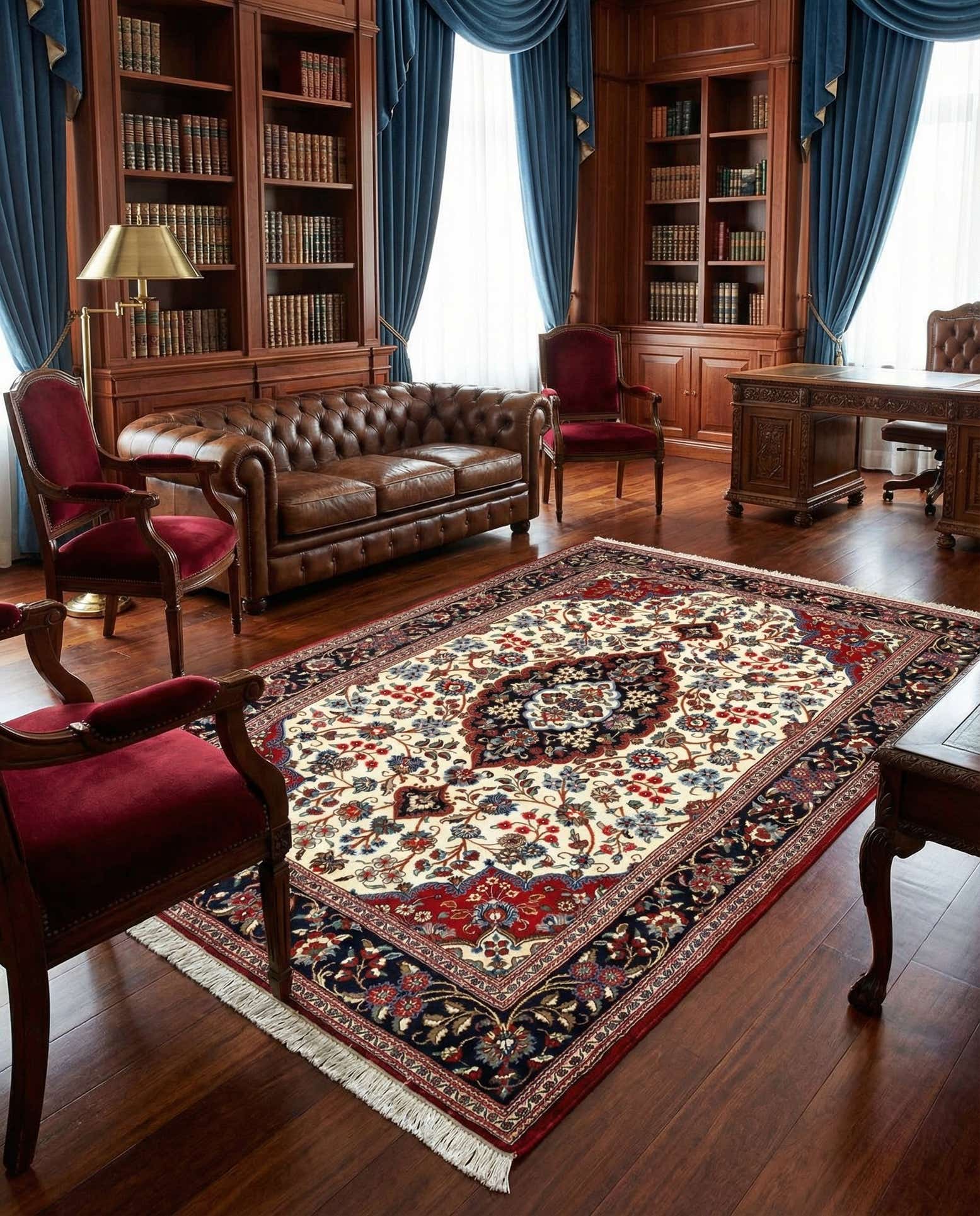 5' x 8' 3 Hand Knotted Qom Persian Rug