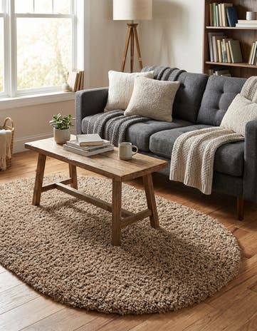 3' x 5' 3 Solid Shag Oval Rug