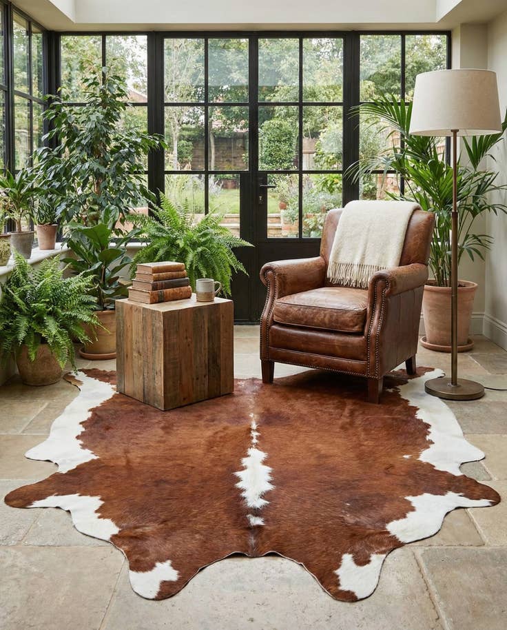 Detail image of 6' 7 x 6' 8 Cowhide Leather Square Rug