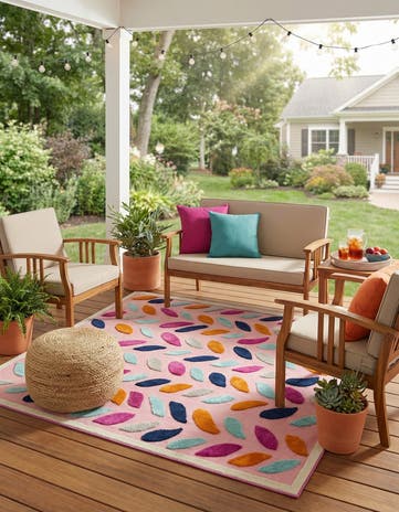 Pink Easy-Clean Aruba Indoor / Outdoor Square Rug