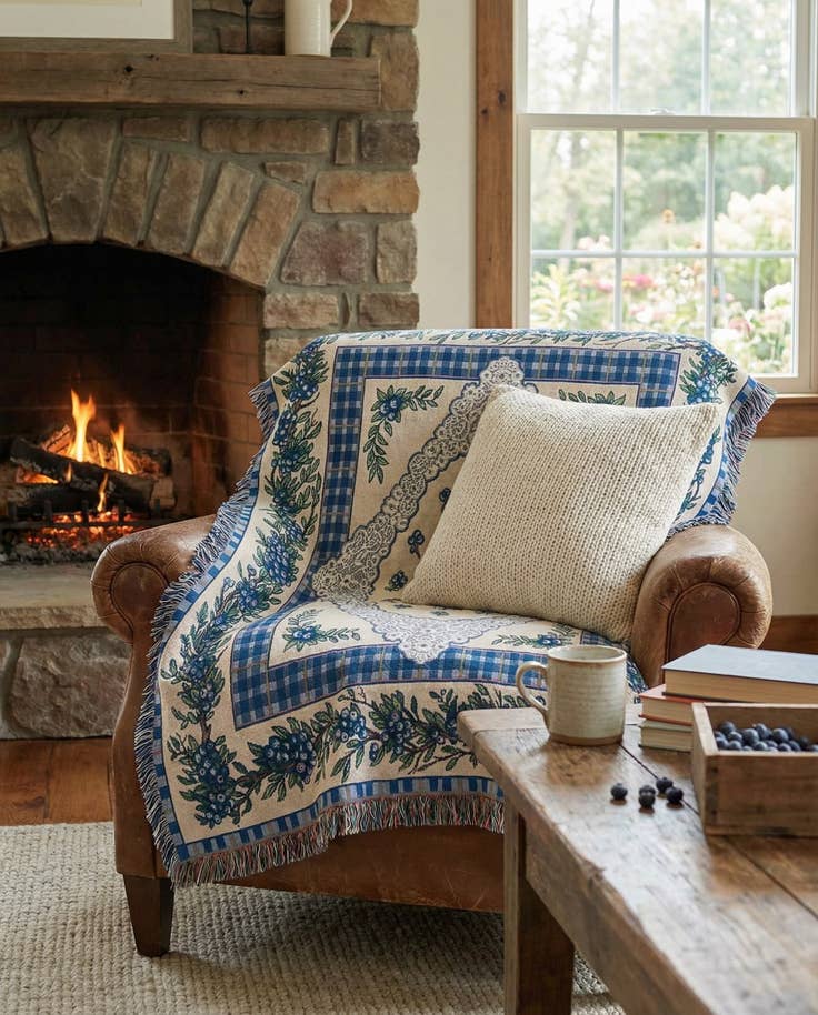 Detail image of 4' 6 x 6' Blueberry Lace Throw Blanket