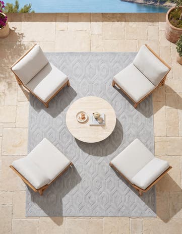 Gray Easy-Clean Trellis Textured Indoor / Outdoor Square Rug