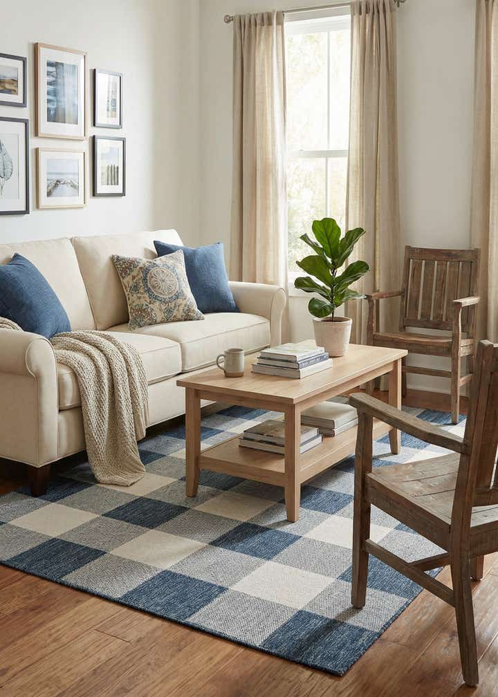 6' x 9' Easy-Clean Checkered Indoor / Outdoor Rug