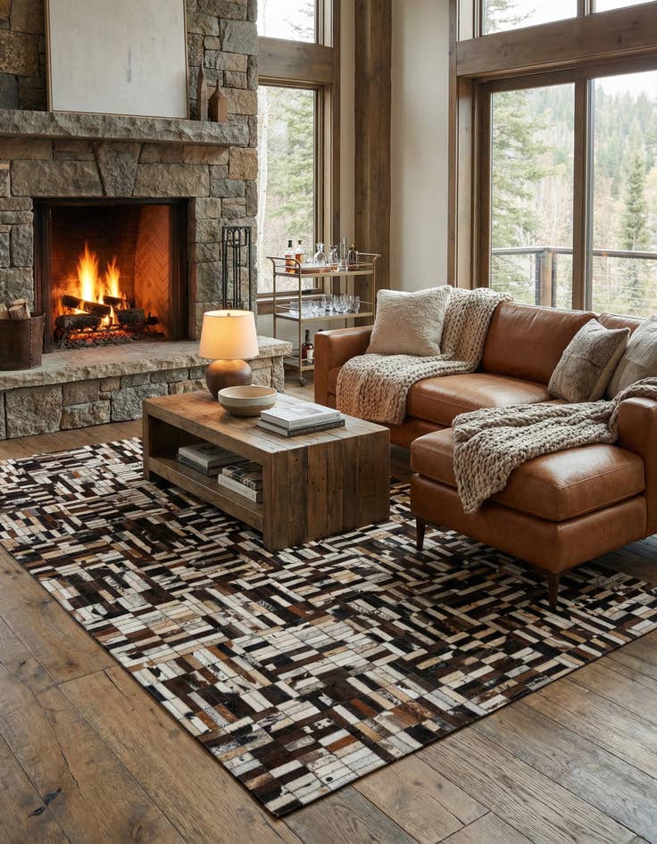 Detail image of  5' x 7' 10 Cowhide - Patchwork Rug