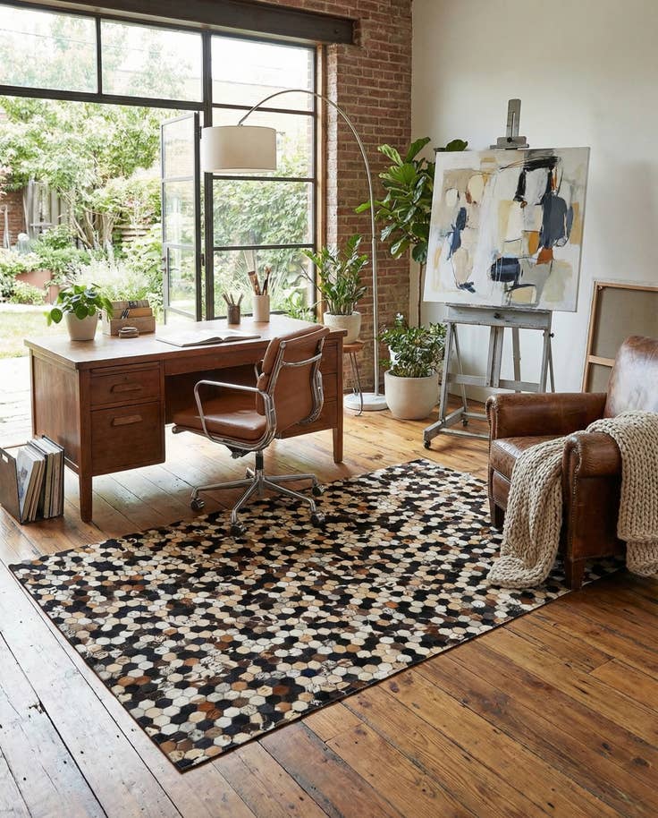Detail image of 5' 1 x 8' Cowhide - Patchwork Rug