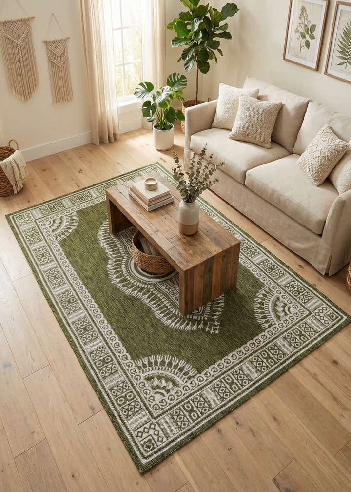 5' 3 x 8' Easy-Clean Traditional Indoor / Outdoor Rug
