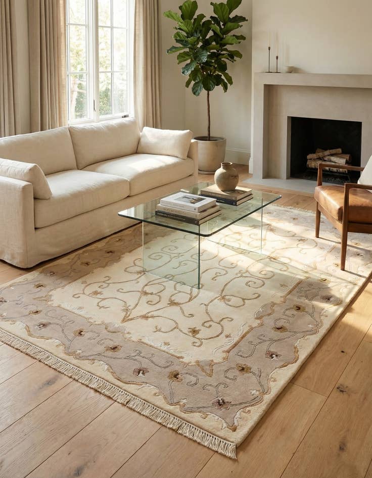 Detail image of 4' 2 x 5' 11  Hand Knotted Darya Rug