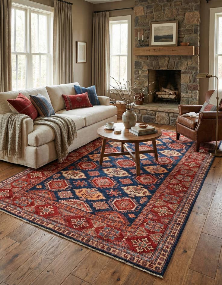 Detail image of 6' 6 x 10'  Hand Knotted Kazak Oriental Rug