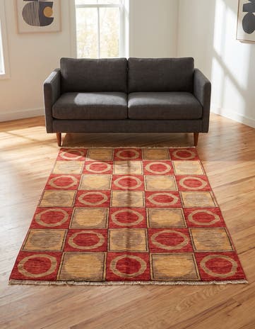 3' 9 x 6' Hand Knotted Modern Ziegler Rug