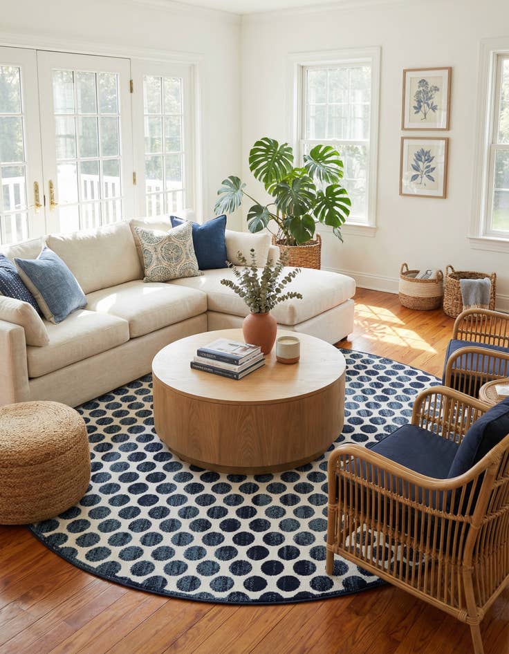 Detail image of 10' x 10' Easy-Clean Sabrina Soto Indoor / Outdoor Round Rug