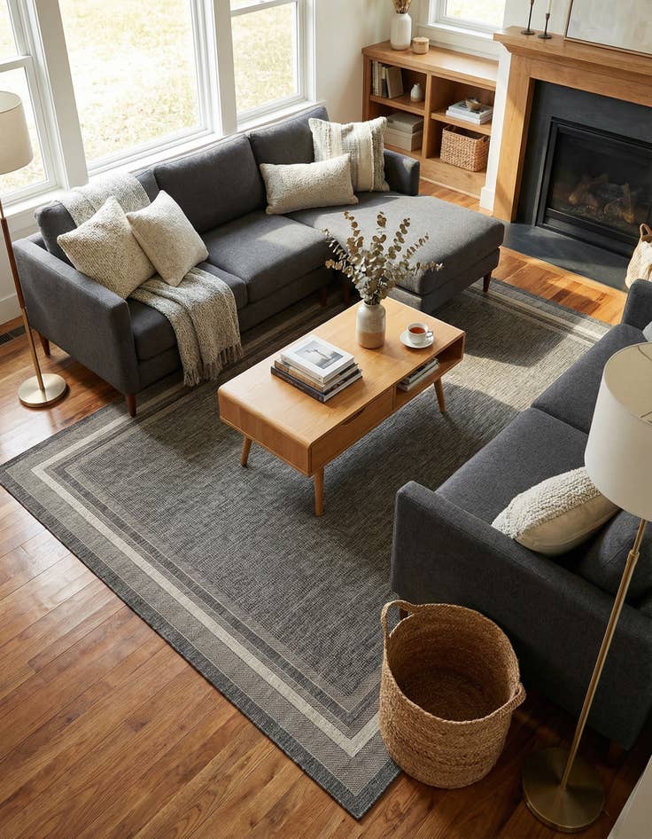 Detail image of 9' x 12' Easy-Clean Border Indoor / Outdoor Rug