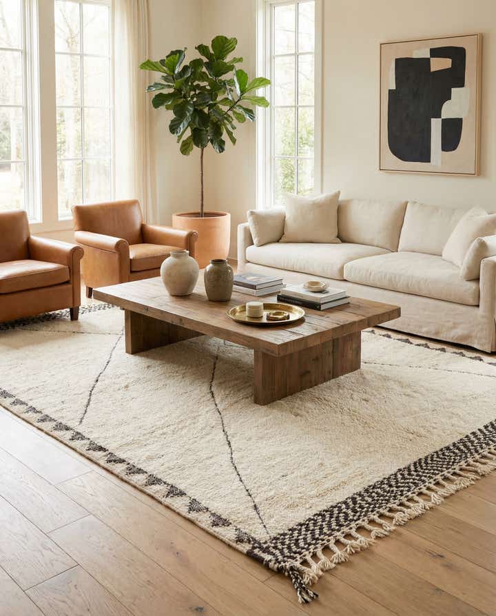 5' 7 x 8' 4 Hand Knotted Moroccan Wool Rug