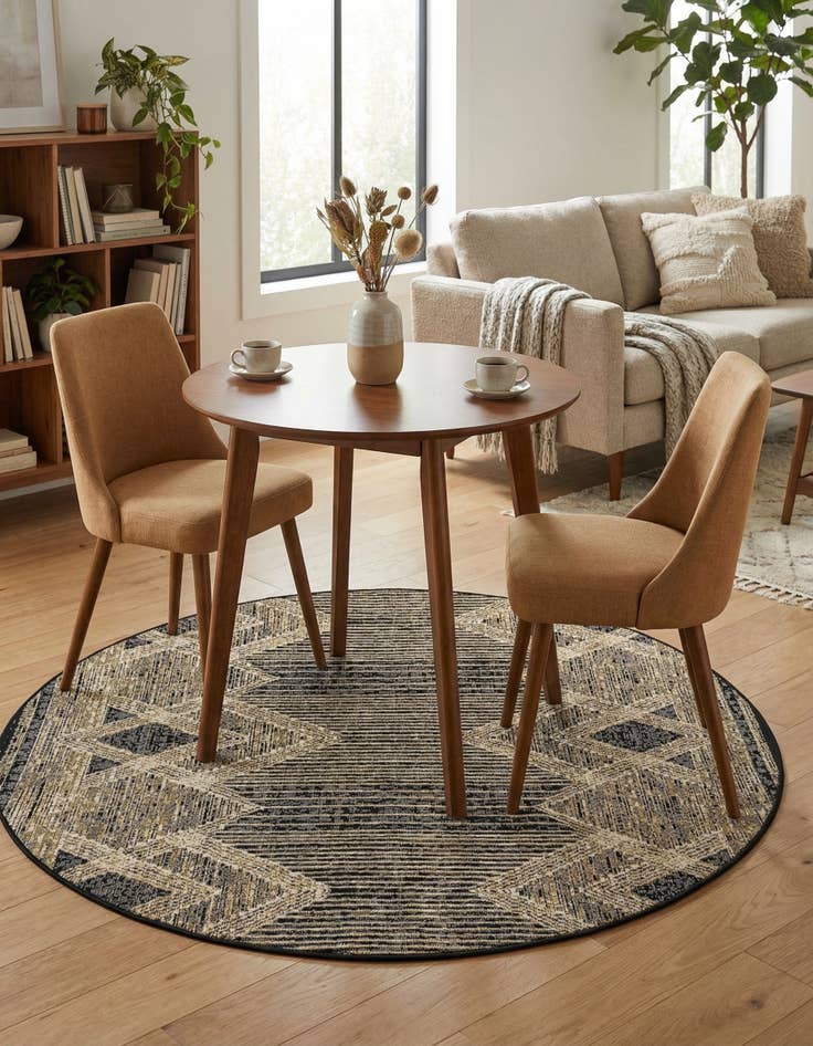 Detail image of 5' x 5'  Washable Modern Indoor / Outdoor Round Rug