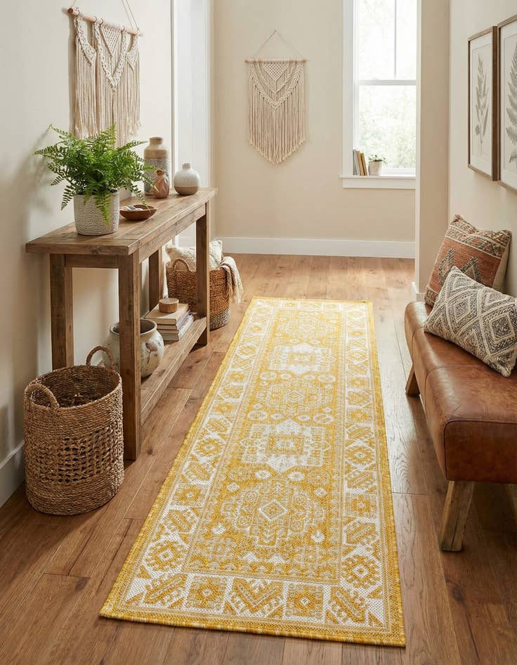 Detail image of 2' x 6'  Washable Aztec Indoor / Outdoor Runner Rug