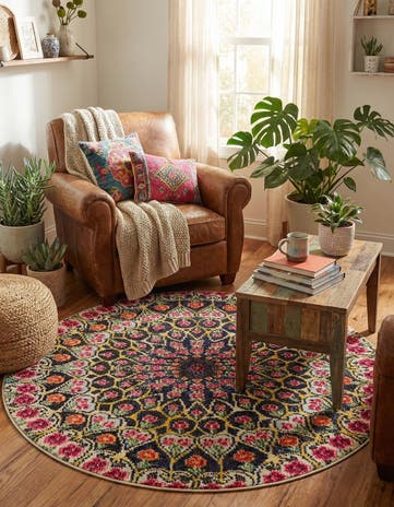 Washable Carnevale Round Rug