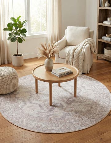 5' x 5' Washable Timeless Round Rug