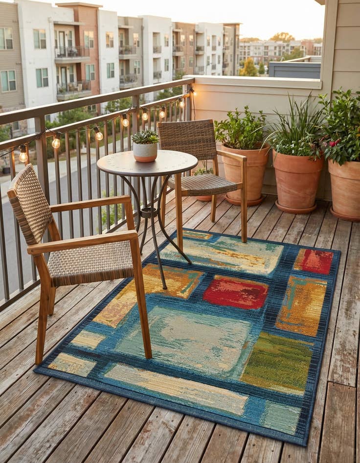 Detail image of 2' 2 x 3'  Washable Modern Indoor / Outdoor Rug