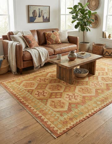 4' 10 x 6' 7 Hand Woven Kilim Waziri Wool Rug