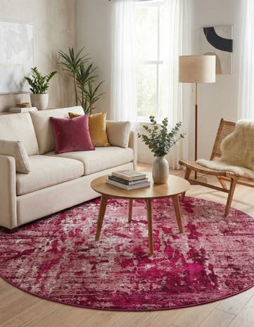 Red Starlight Round Rug