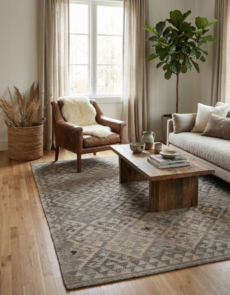 Detail image of 4' 10 x 6' 8  Hand Woven Kilim Maymana Wool Rug