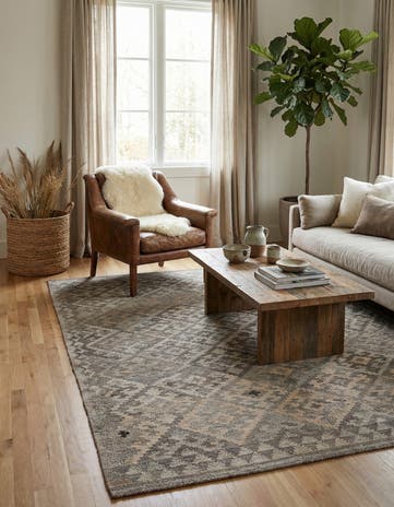 4' 10 x 6' 8 Hand Woven Kilim Maymana Wool Rug