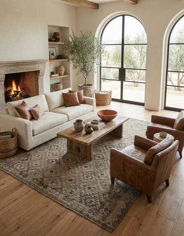 6' 7 x 10' Hand Woven Kilim Maymana Wool Rug
