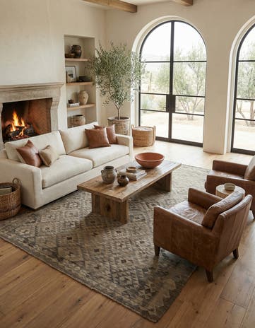 6' 7 x 10' Hand Woven Kilim Maymana Wool Rug