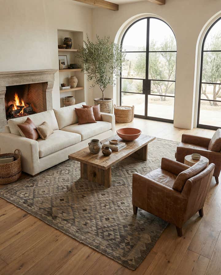 6' 7 x 10' Hand Woven Kilim Maymana Wool Rug