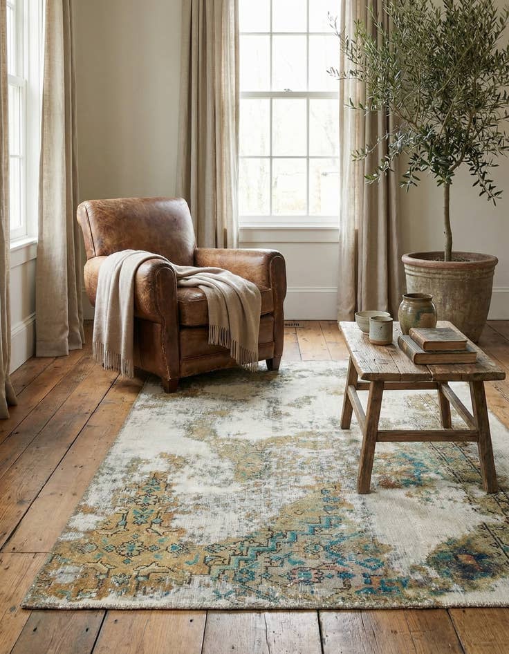 Detail image of 3' x 4' 8  Hand Knotted Ultra Vintage Persian Wool Rug