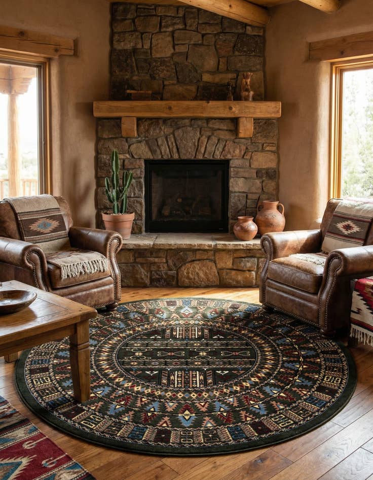 Detail image of 6' x 6' Bokhara Round Rug