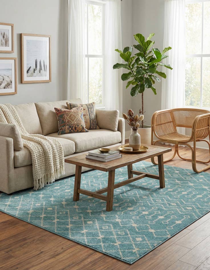 Detail image of 7' 10 x 7' 10 Moroccan Trellis Square Rug