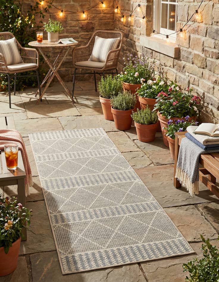 Detail image of 2' 7 x 5' 3  Washable Trellis Indoor / Outdoor Runner Rug