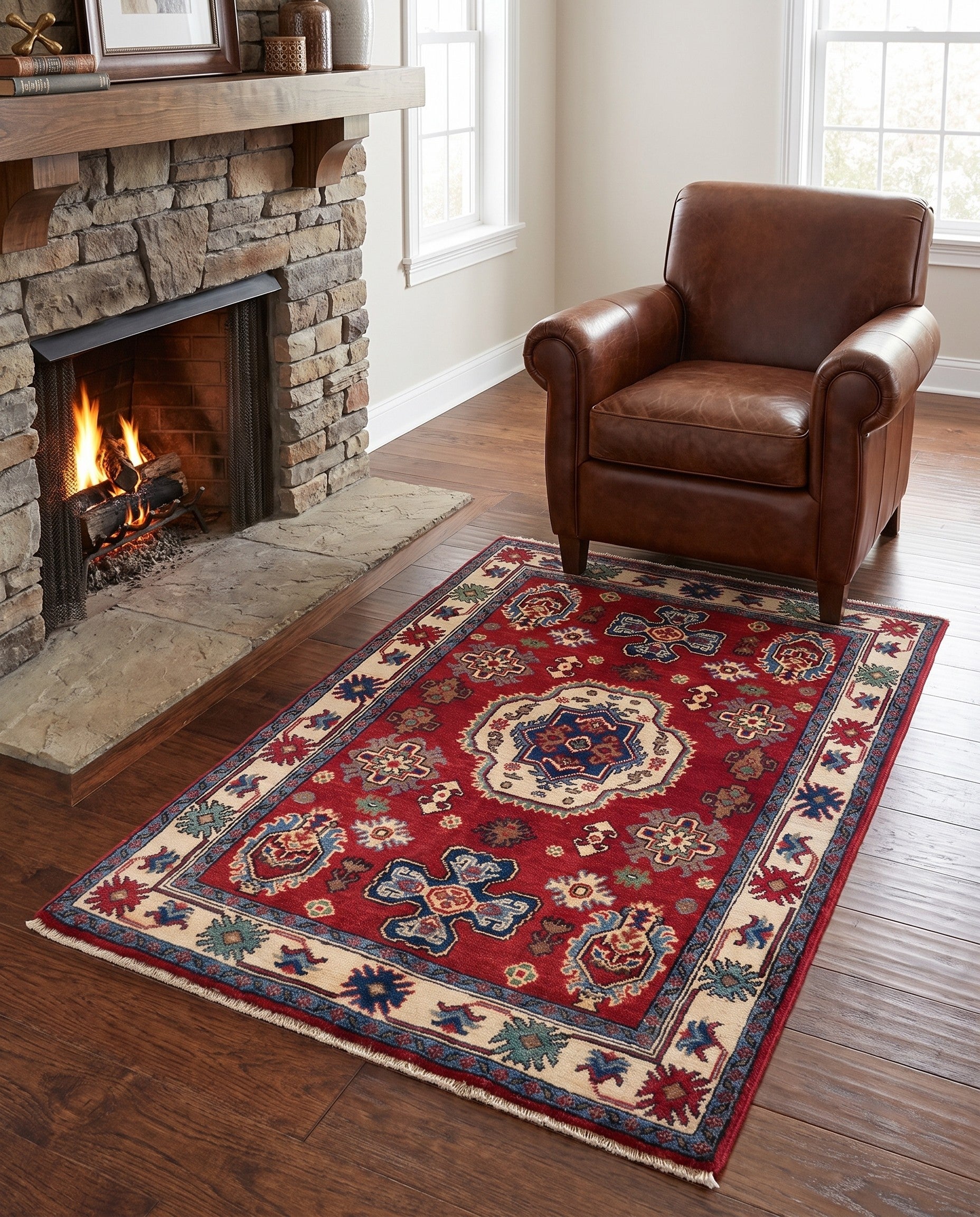 3' 3 x 4' 10 Hand Knotted Kazak Rug