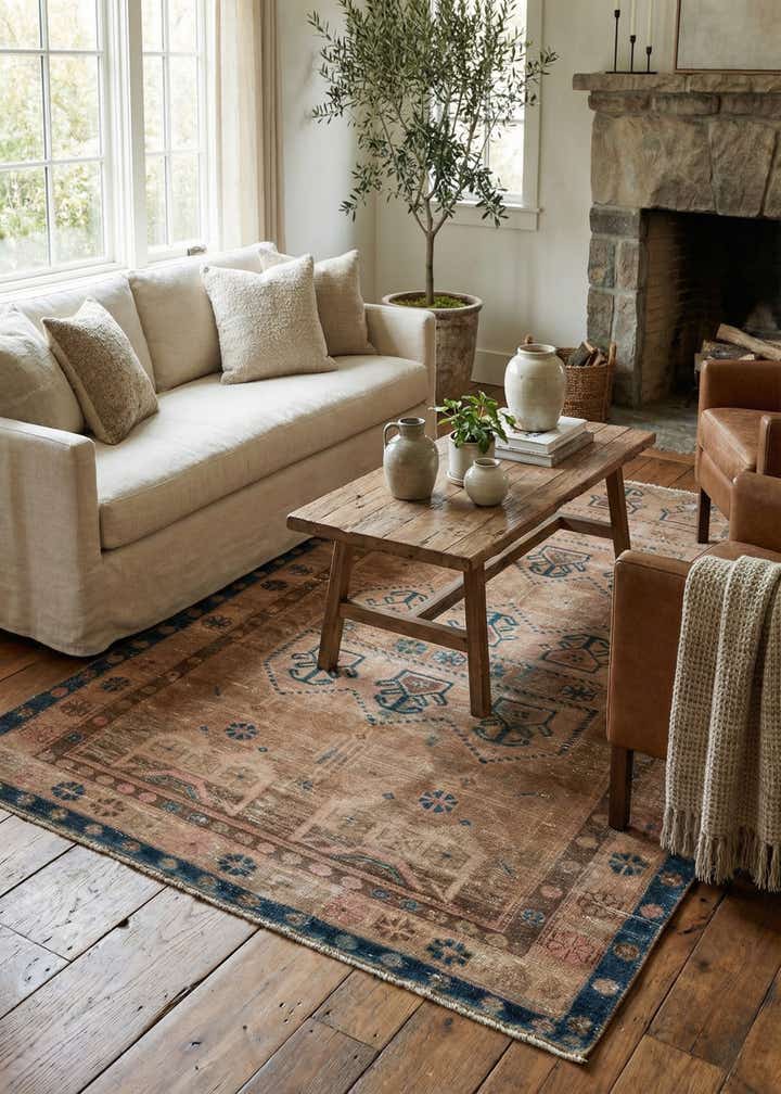 5' 2 x 8' 4 Hand Knotted Ultra Vintage Persian Wool Rug