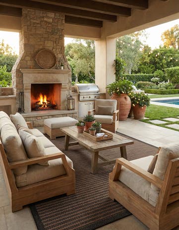 8' x 11' 4 Easy-Clean Border Indoor / Outdoor Rug
