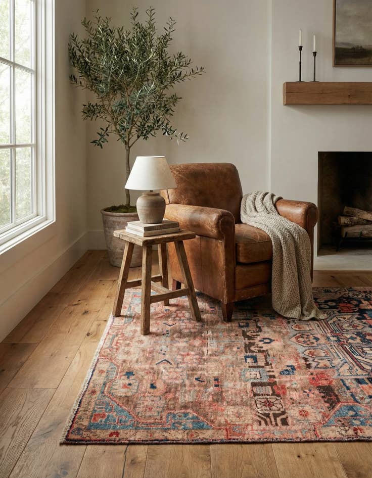 Detail image of 3' 7 x 6' 7  Hand Knotted Ultra Vintage Persian Wool Rug