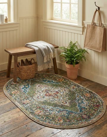 Green Isabella Oval Rug