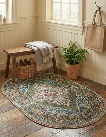 Green Isabella Oval Rug