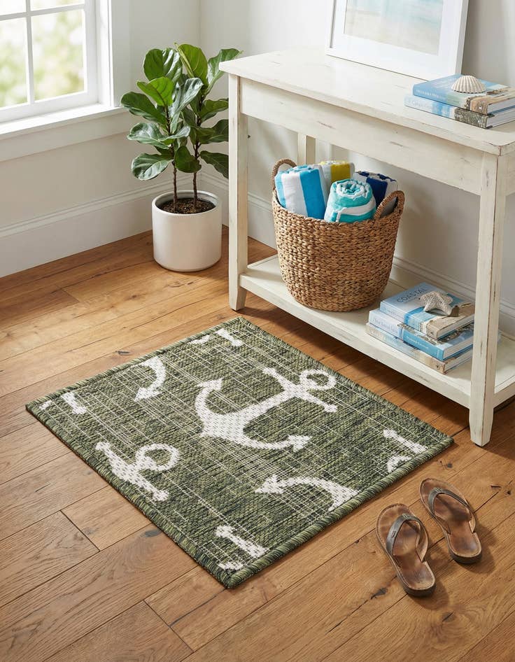 Detail image of 1' 4 x 1' 4  Washable Coastal Indoor / Outdoor Sample Rug