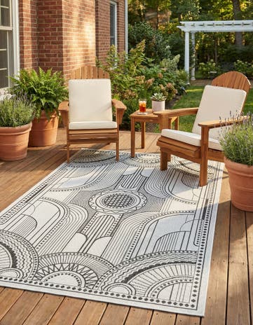 5' 3 x 8' Easy-Clean Traditional Indoor / Outdoor Rug