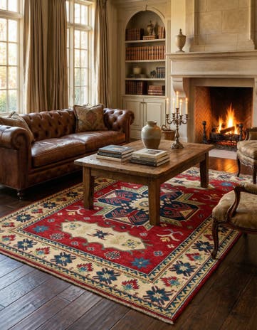 6' x 8' 7 Hand Knotted Kazak Rug